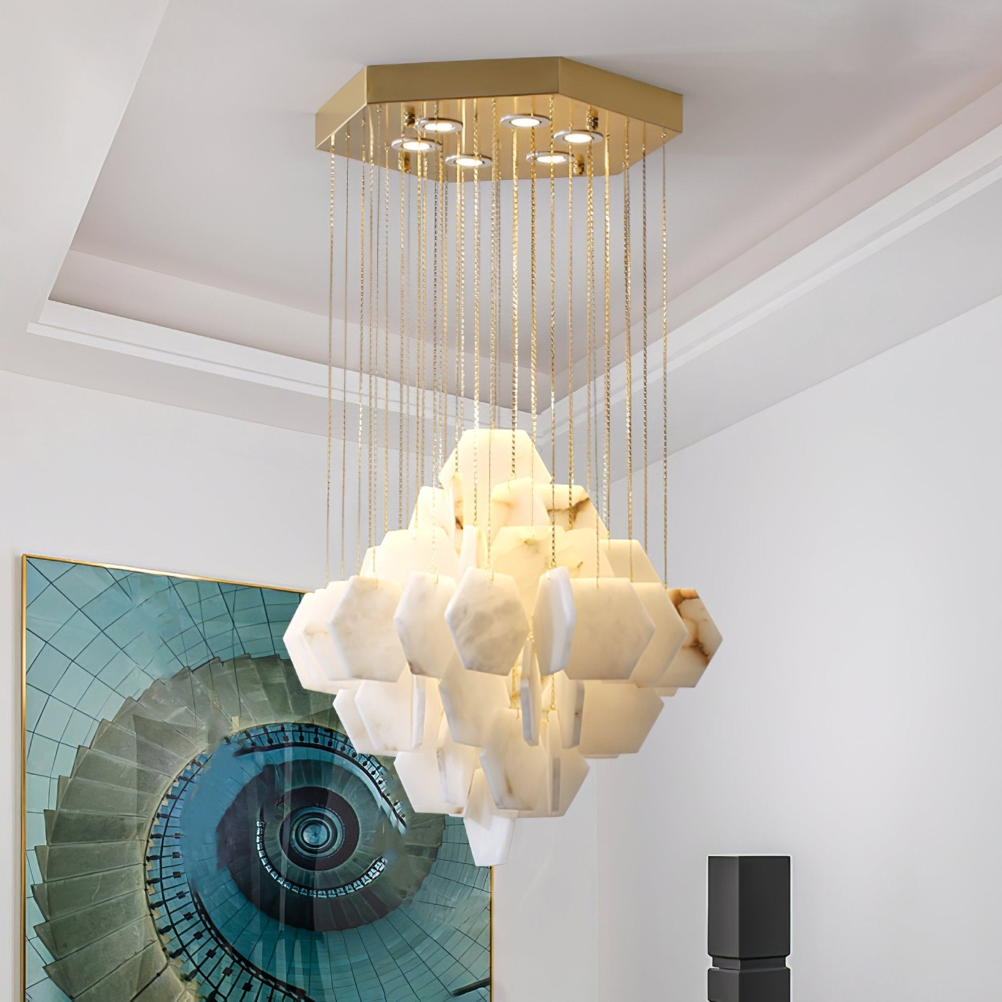 Hexa Alabaster Cascade Chandelier