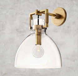 MACHINIST GLASS CLOCHE SCONCE 8", 10"