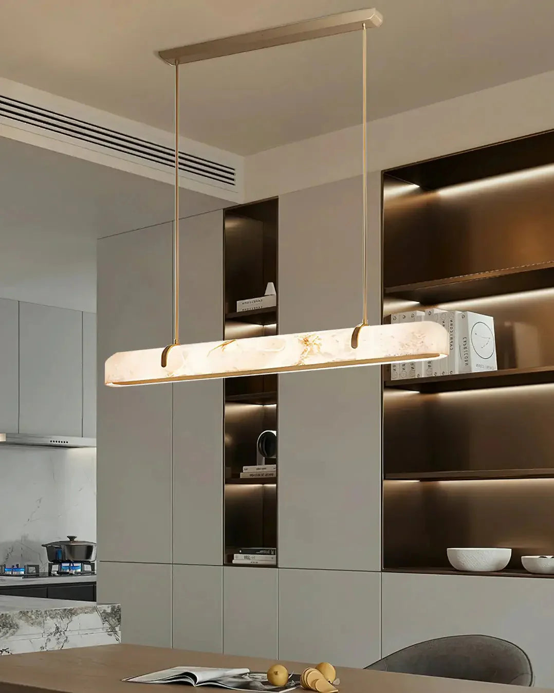 Linear Alabaster Chandelier 35.4