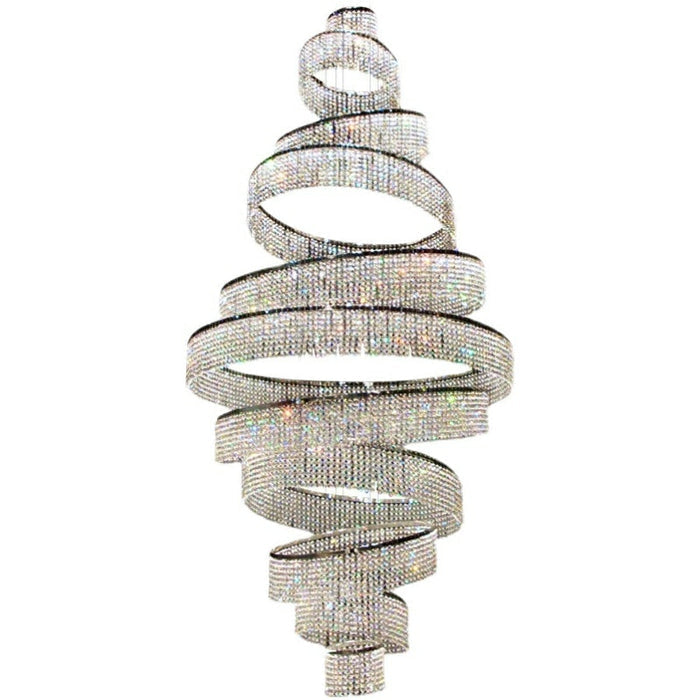 Long Crystal Tassel Rings Chandelier Extra Large Living Room Staircase High Ceiling Lighting Fixture