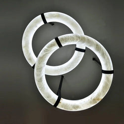 Ogden Pendant Alabaster Chandelier, Halo Ring Modern Chandelier 11.8", 19.7", 23.6", 31.5", 39.4", 50"