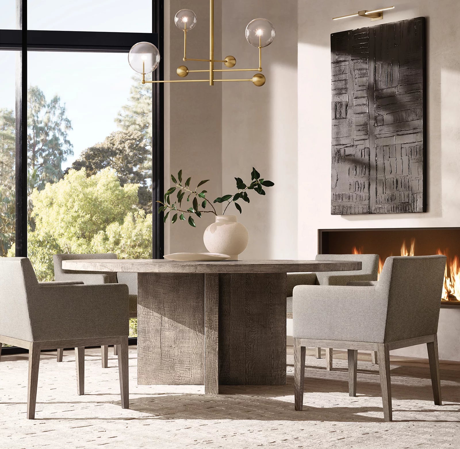 Glass Globe Mobile Three-Arm Chandelier 46