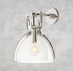 MACHINIST GLASS CLOCHE SCONCE 8", 10"