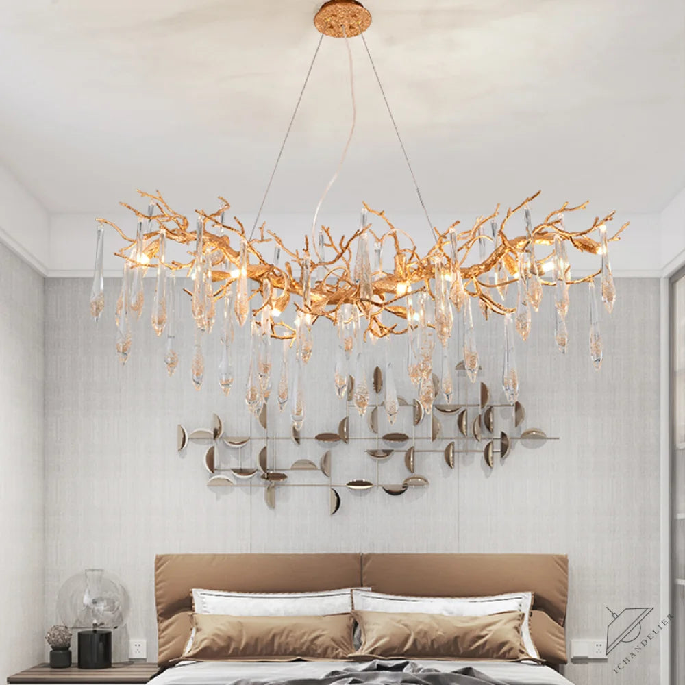 Agnes Brass Branch Crystal Chandelier For Dining Room - Ineffable Lighting