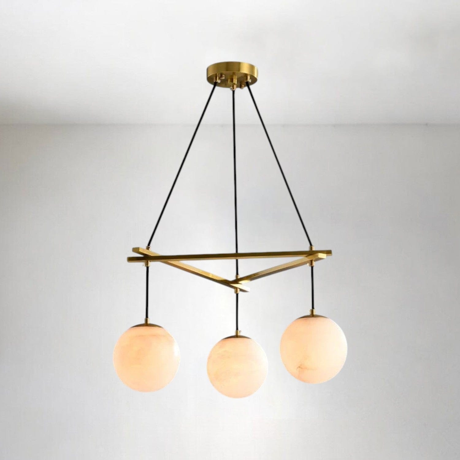 3 LIGHTS Alabaster Ball Chandelier