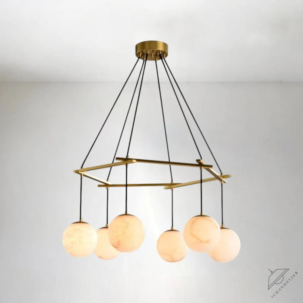 6 LIGHTS Alabaster Ball Chandelier