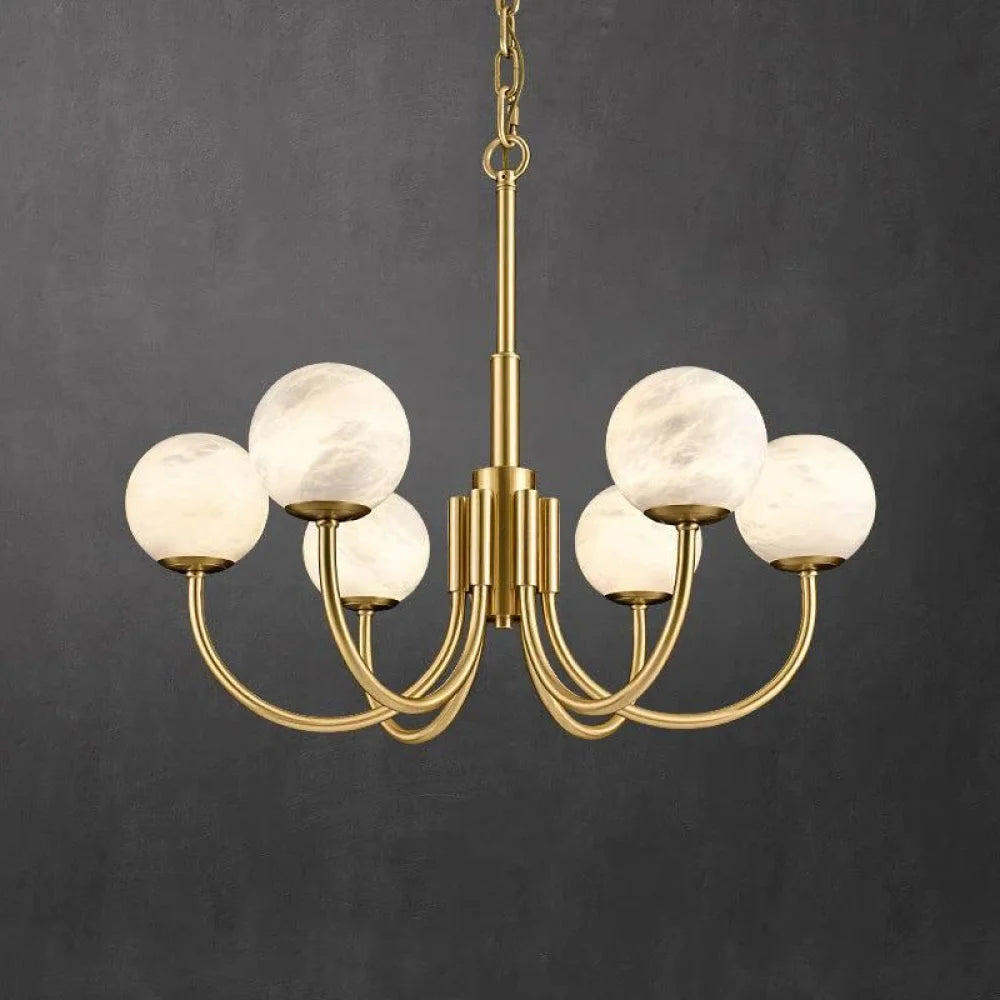 Alabaster Brass Chandelier 25.6 inch 31.5 inch