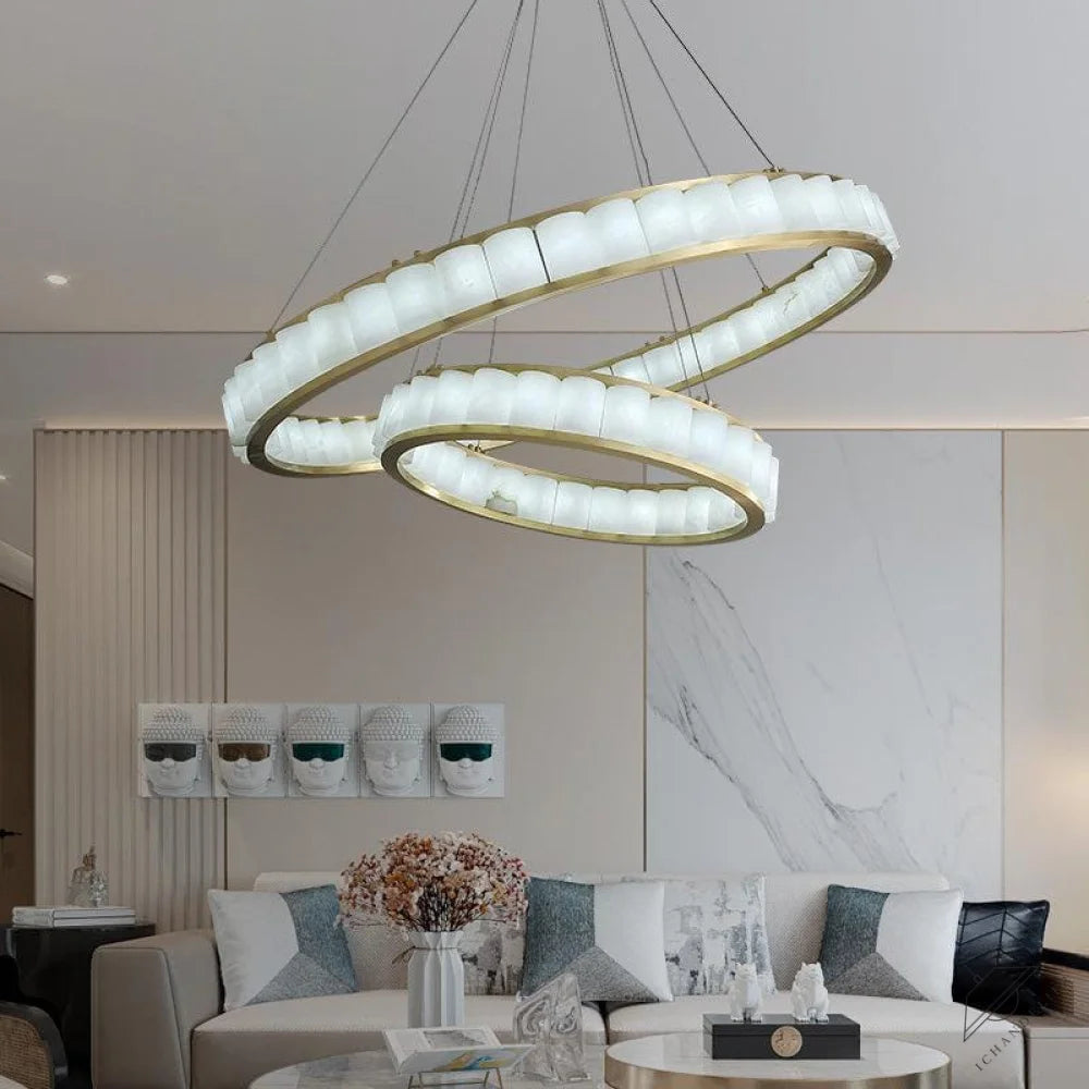 Alabaster Circle Round Pendant 23.6", 30.7", 40.2"