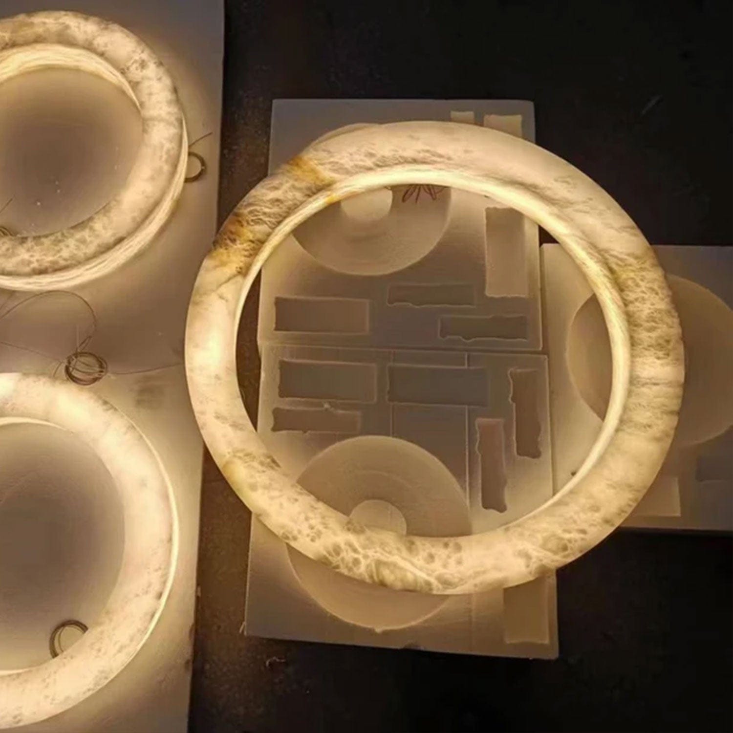 Alabaster natural stone round chandelier