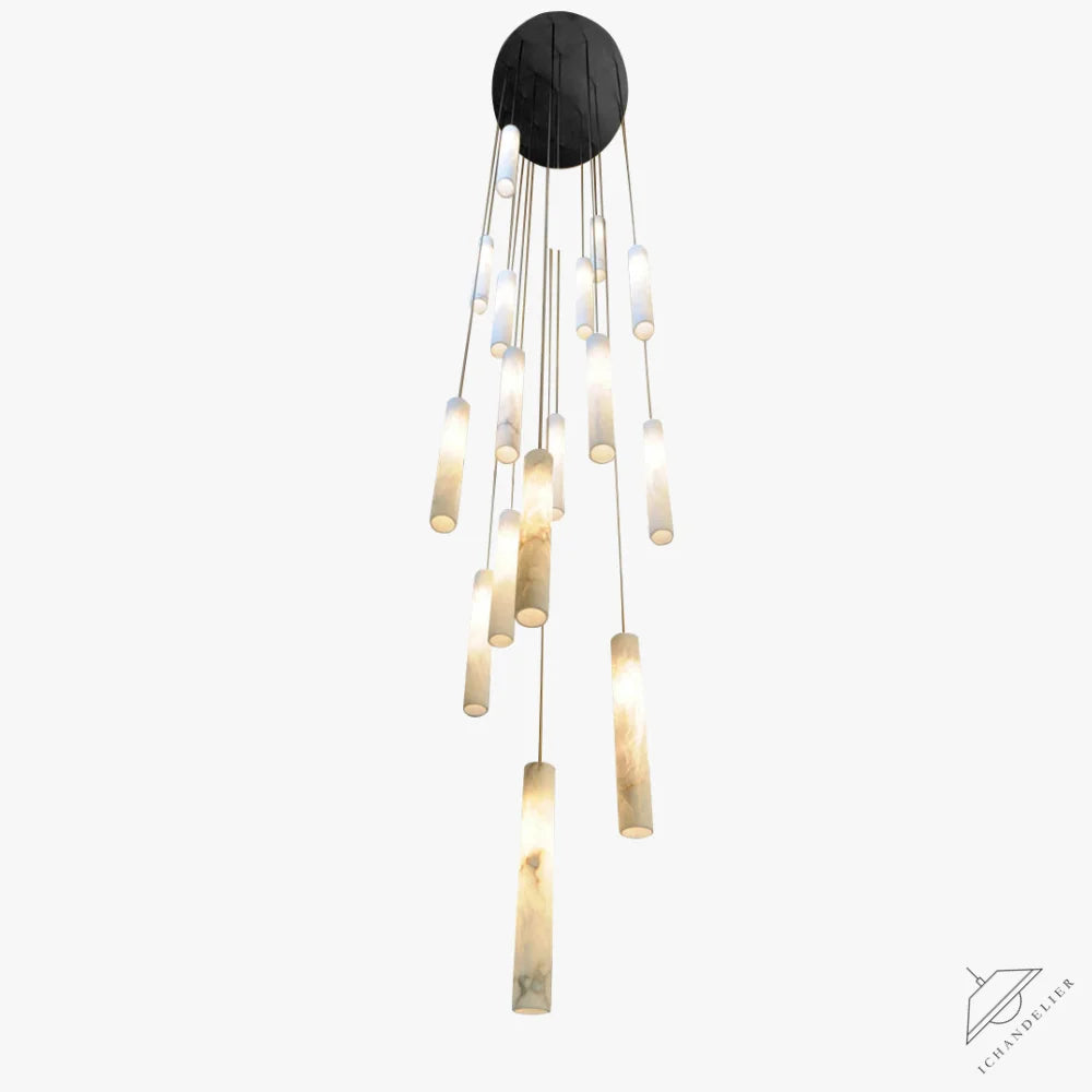 Alabaster Tube Staircase Chandelier