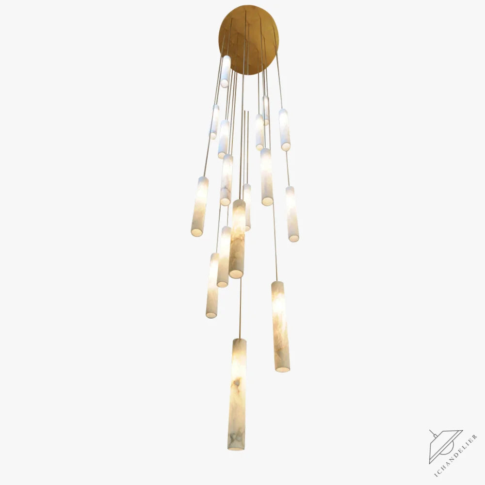 Alabaster Tube Staircase Chandelier
