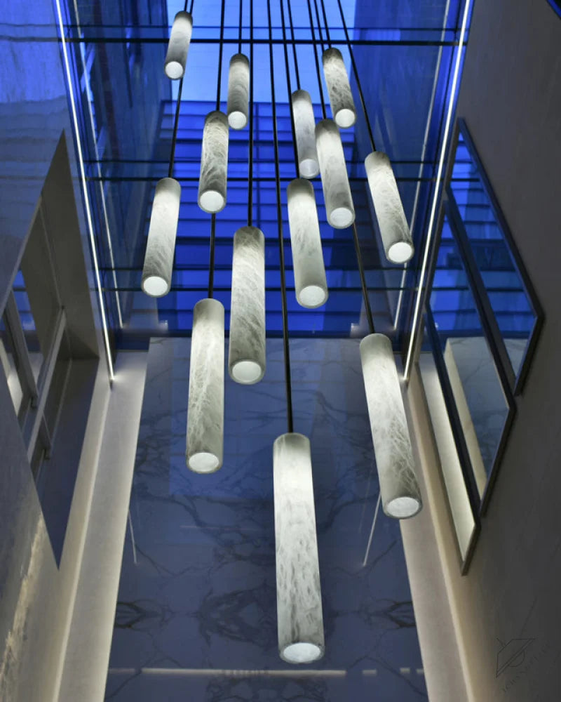 Alabaster Tube Staircase Chandelier