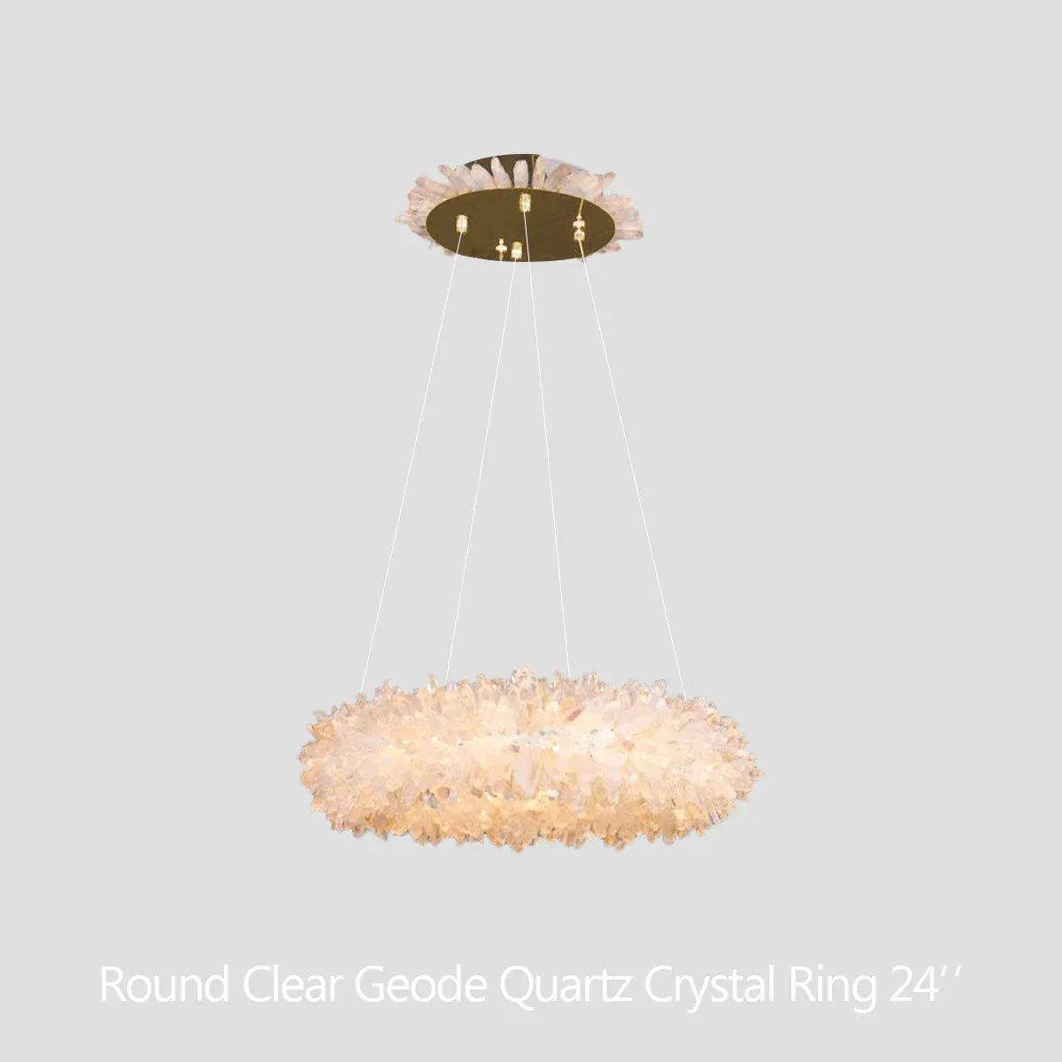 Amber Kandace Round Rock Crystal Pendant Light Modern Chandelier for Living Room 24'', 31.5'', 40'', 47''