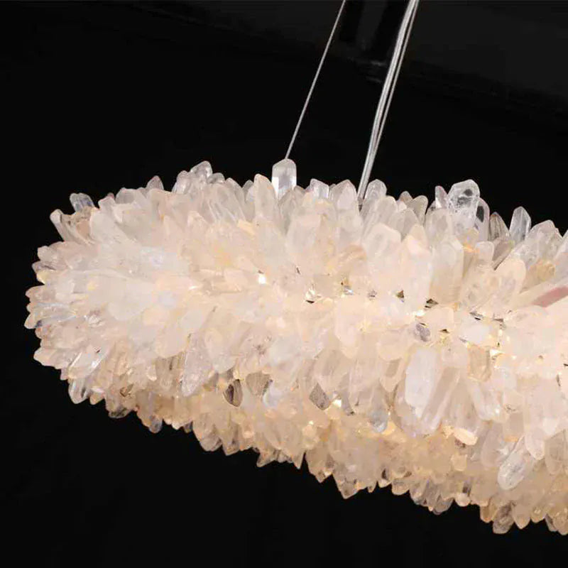 Amber Kandace Round Rock Crystal Pendant Light Modern Chandelier for Living Room 24'', 31.5'', 40'', 47''