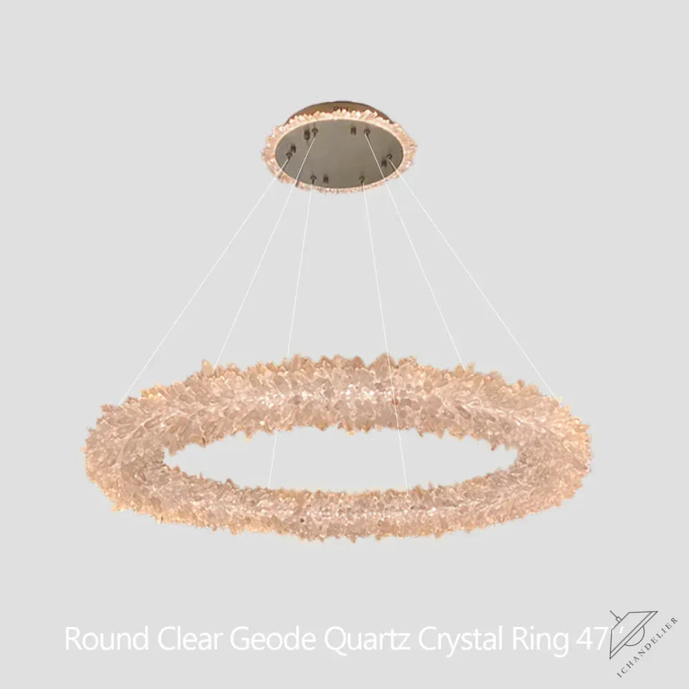 Diam 47'' Amber Kandace Round Rock Crystal Pendant Light Modern Chandelier for Living Room 24'', 31.5'', 40'', 47''