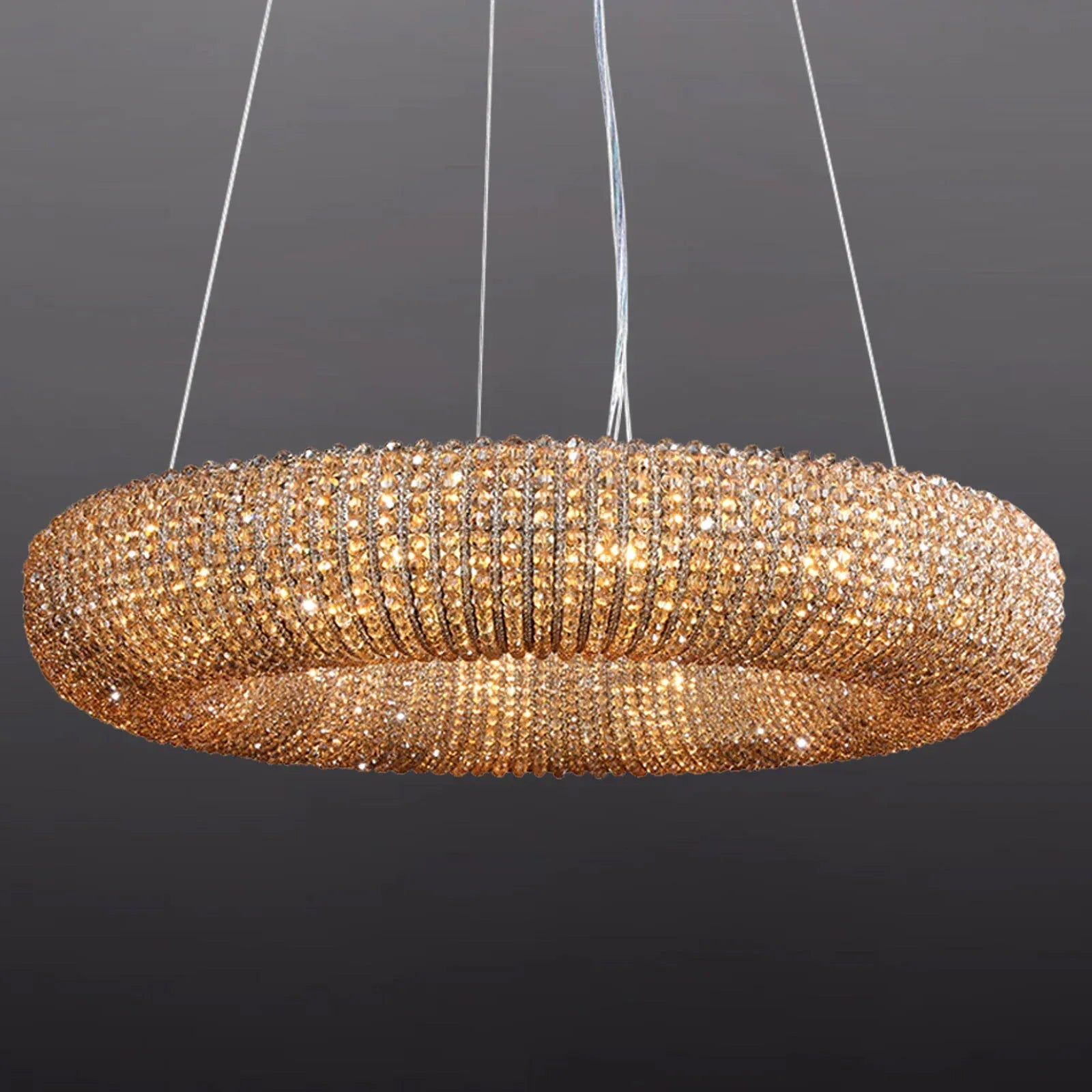 Amber Luxury Crystal Smoke Round Chandeliers 31", 41", 59"