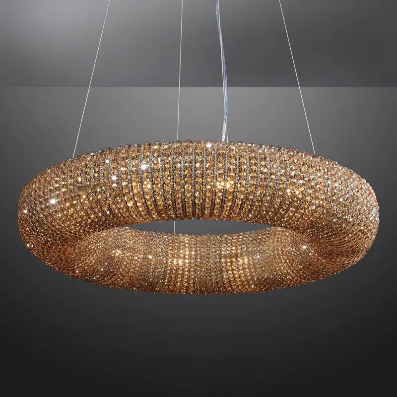 Amber Luxury Crystal Smoke Round Chandeliers 31", 41", 59"