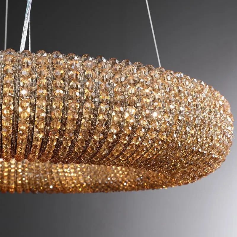 Amber Luxury Crystal Smoke Round Chandeliers 31
