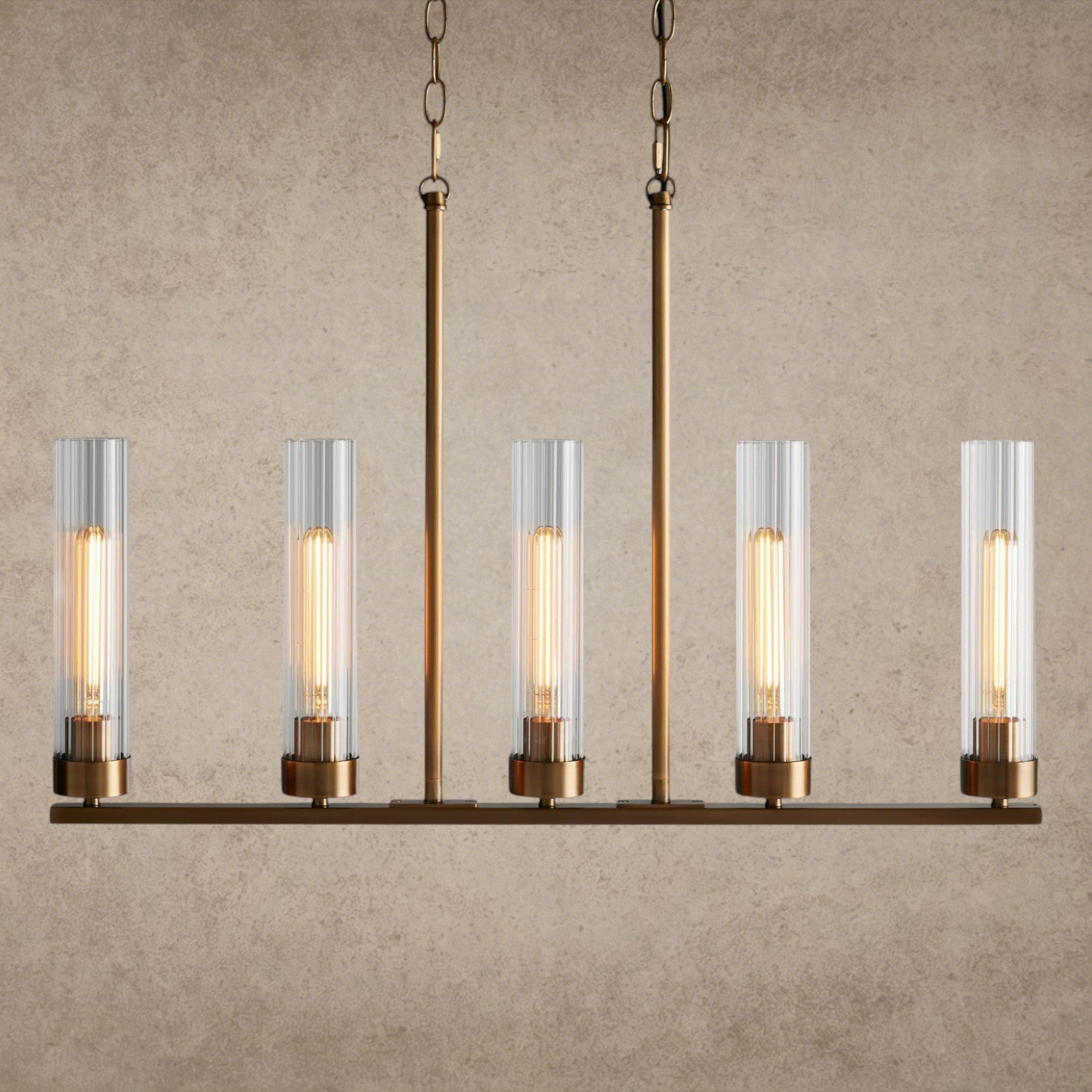 Brass Andreas 5-Light Linear Chandelier