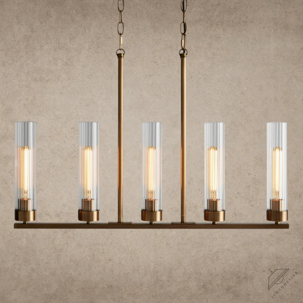 Brass Andreas 5-Light Linear Chandelier
