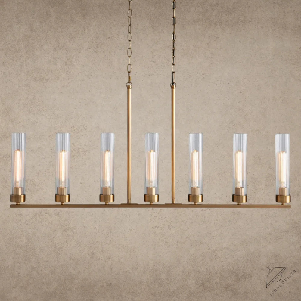 7 Light / Brass Andreas Linear Chandelier