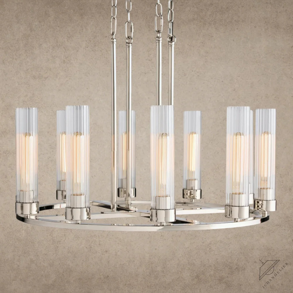 10 Light / Nickle Andreas Round Chandelier 10/ 12 Light