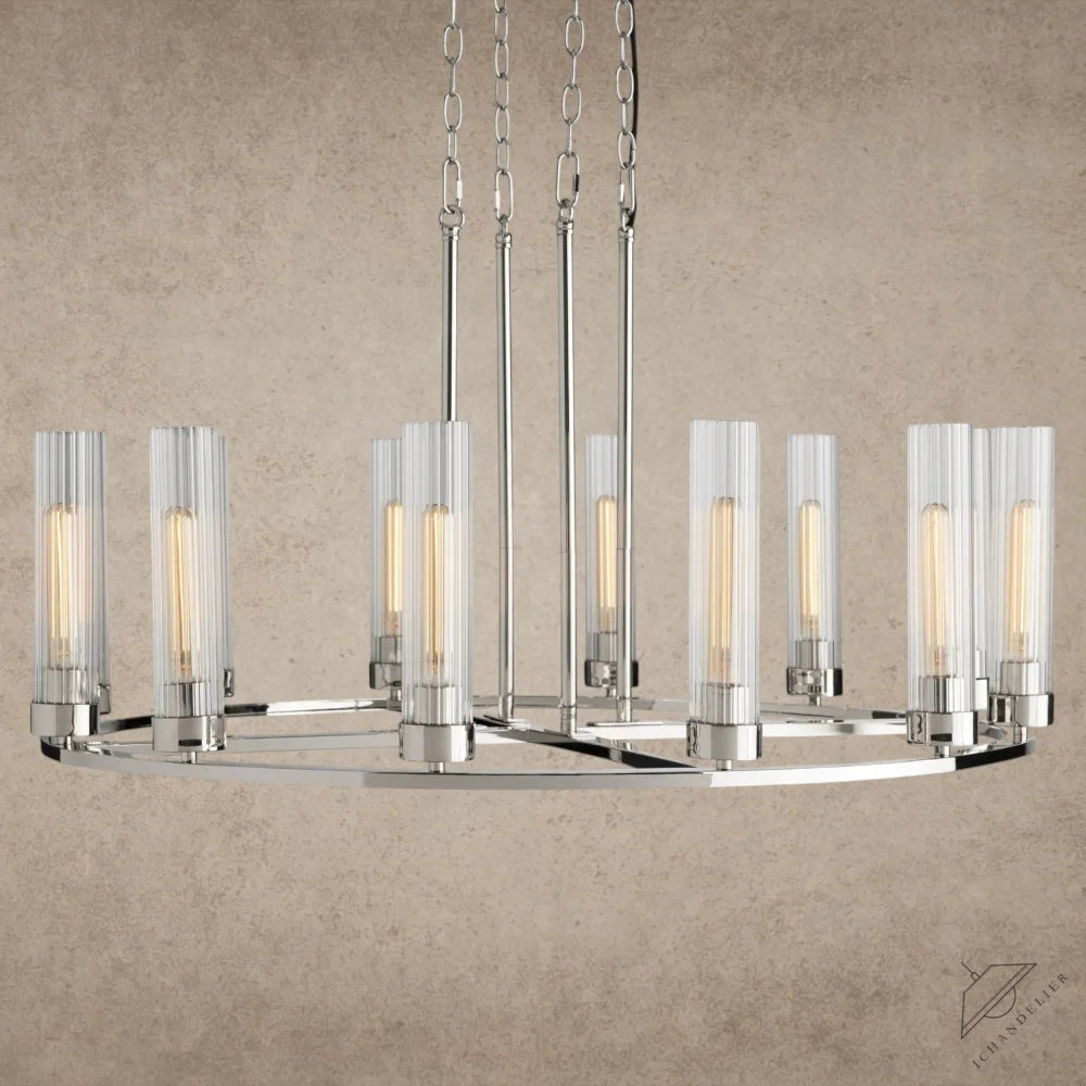 12 Light / Nickle Andreas Round Chandelier 10/ 12 Light