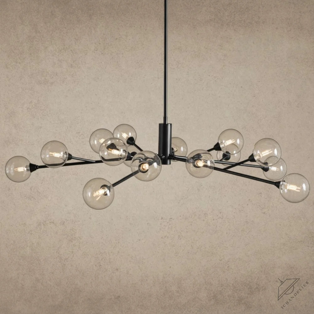 ichandelier Apollo 36/47/59 inch black metal modern sputnik chandelier with clear glass globe shades