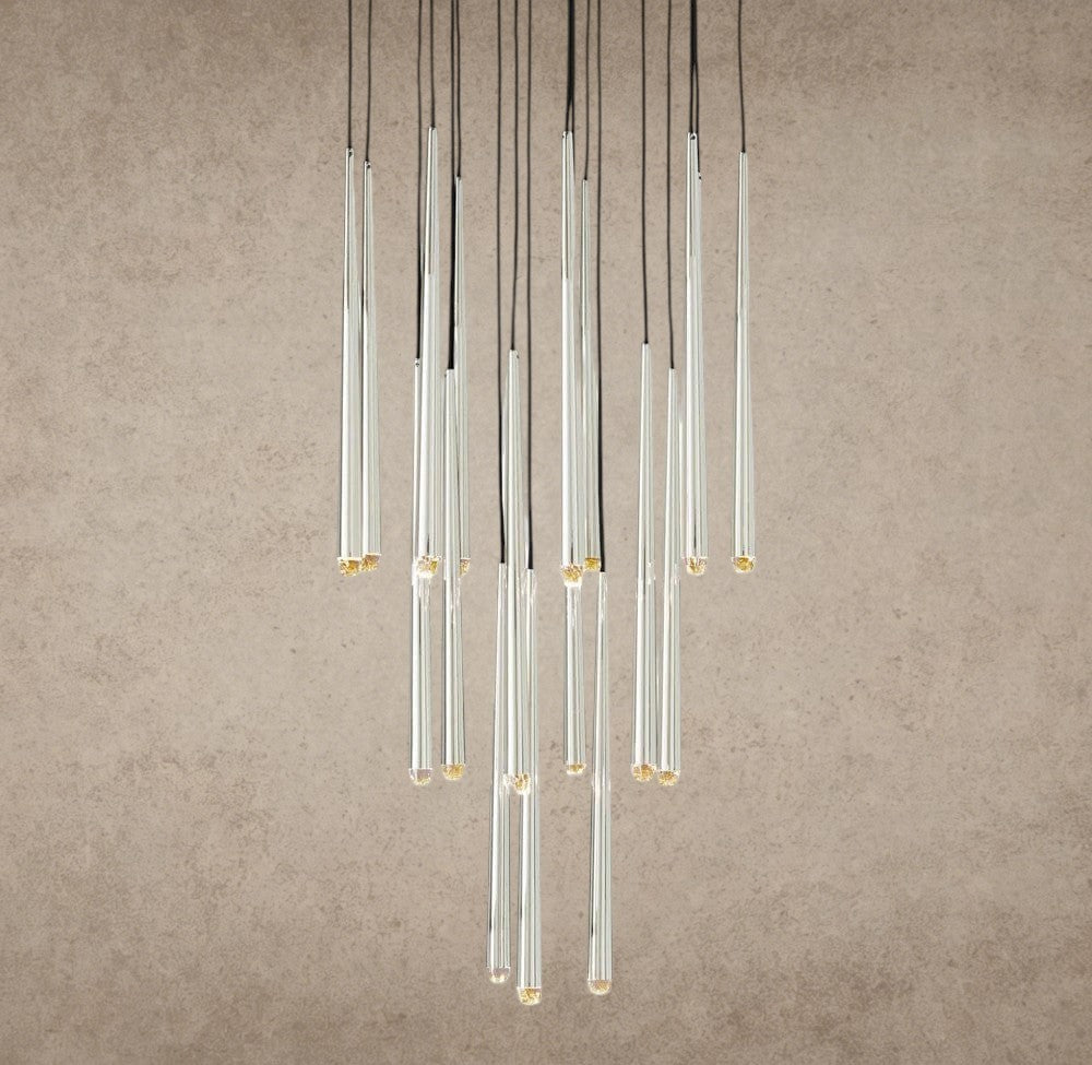 30" / Nickel Aquitaine Round Chandelier 18", 24", 30", 48"