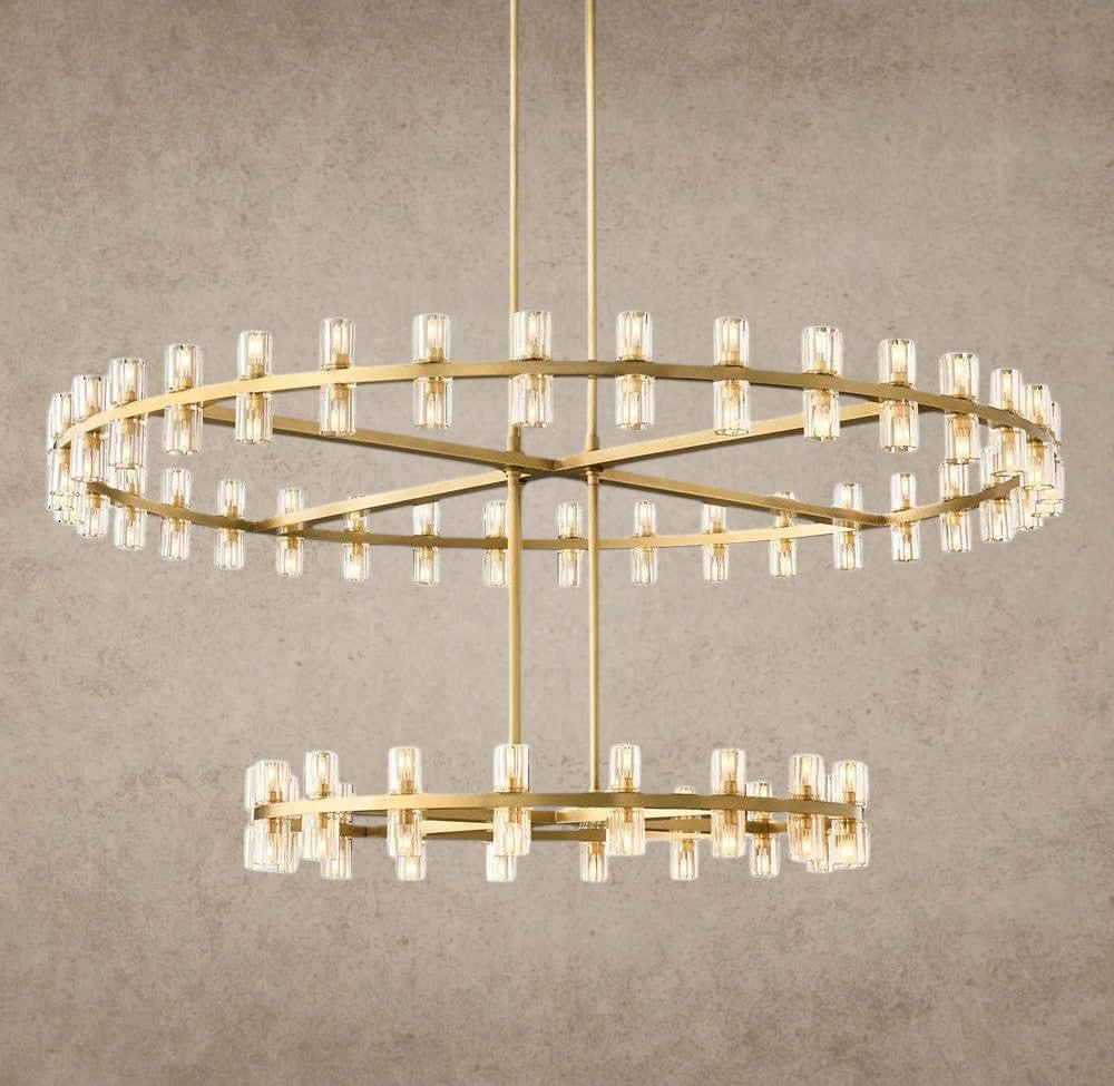 Brass Arcachon LED Round Two-Tier Chandelier 60"