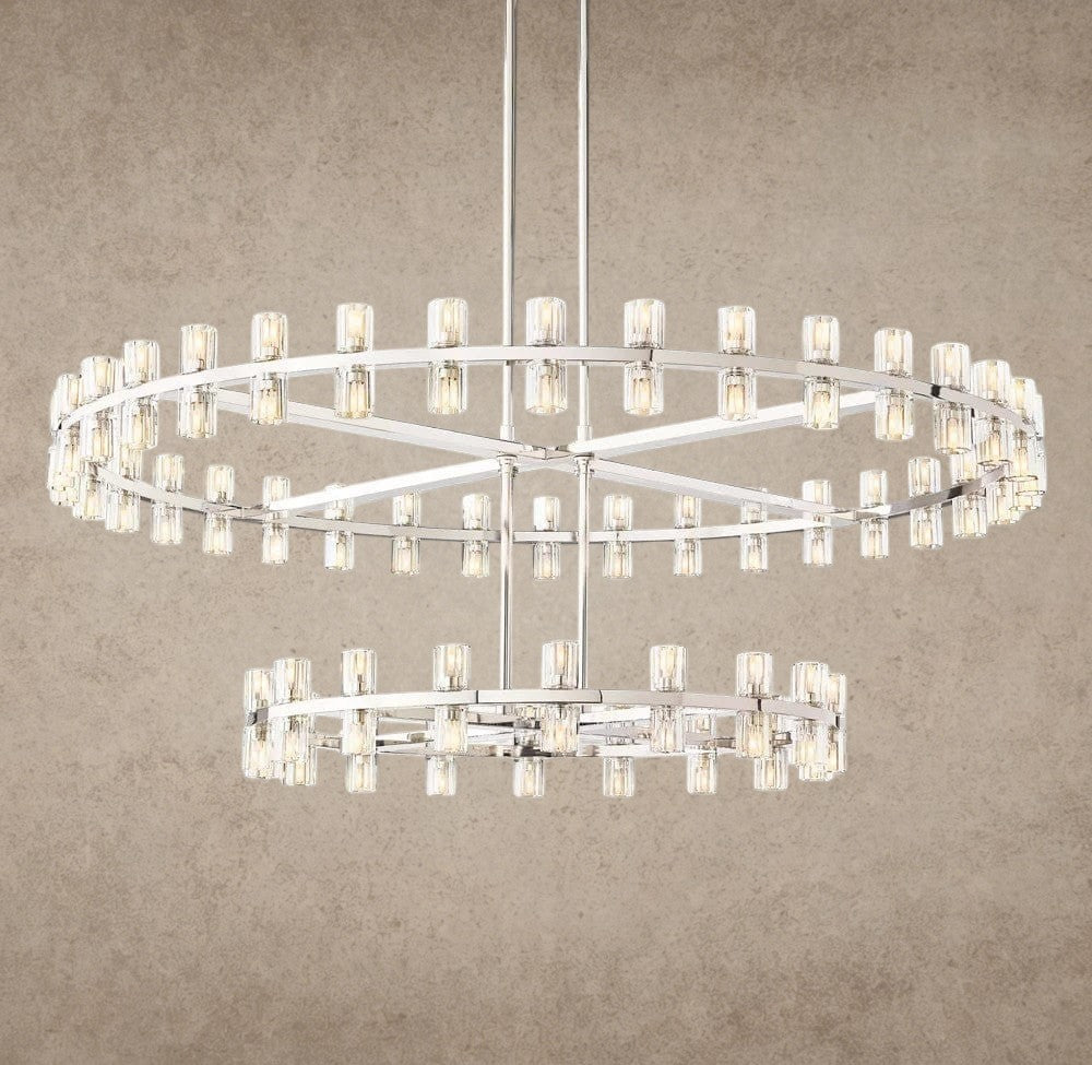 Nickel Arcachon LED Round Two-Tier Chandelier 60"