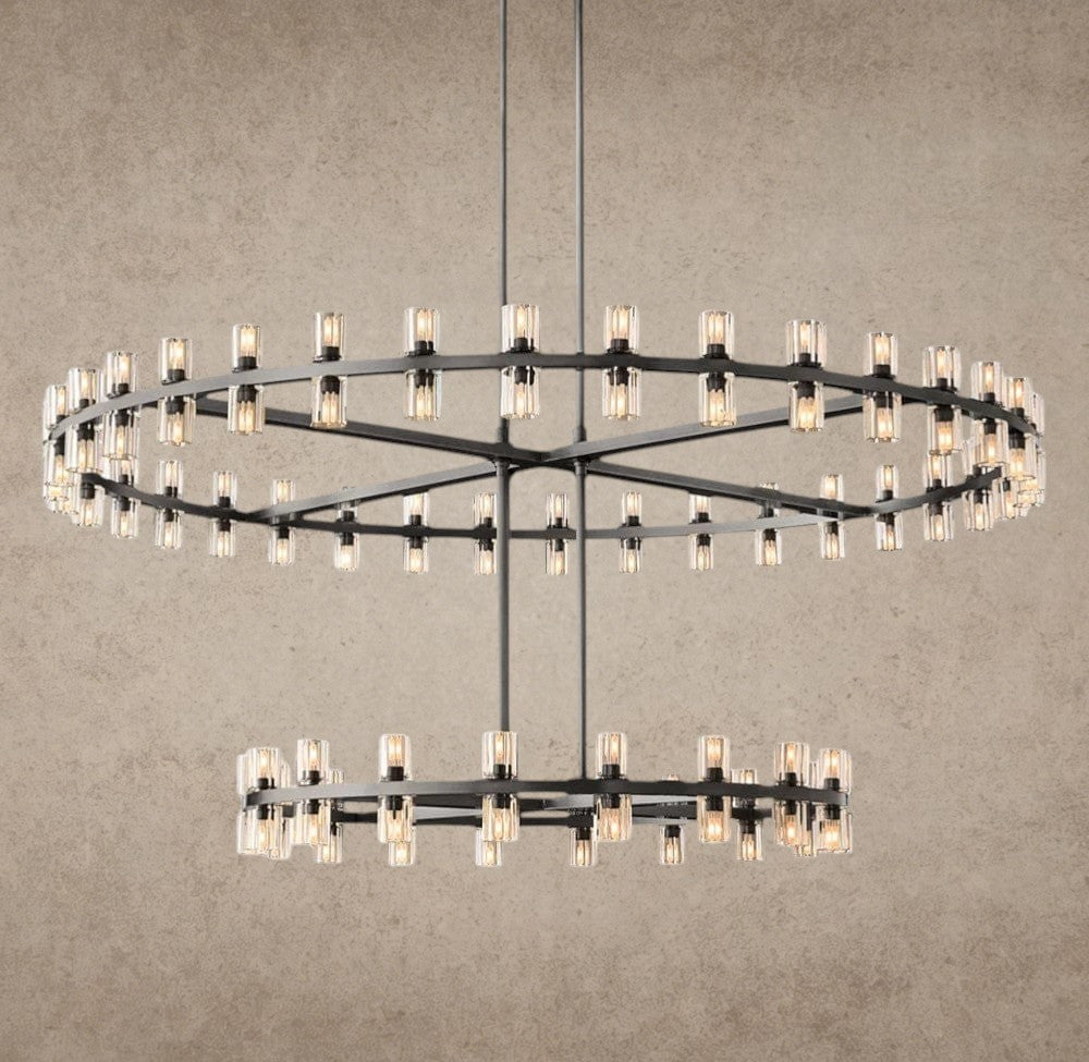 Bronze Arcachon LED Round Two-Tier Chandelier 60"