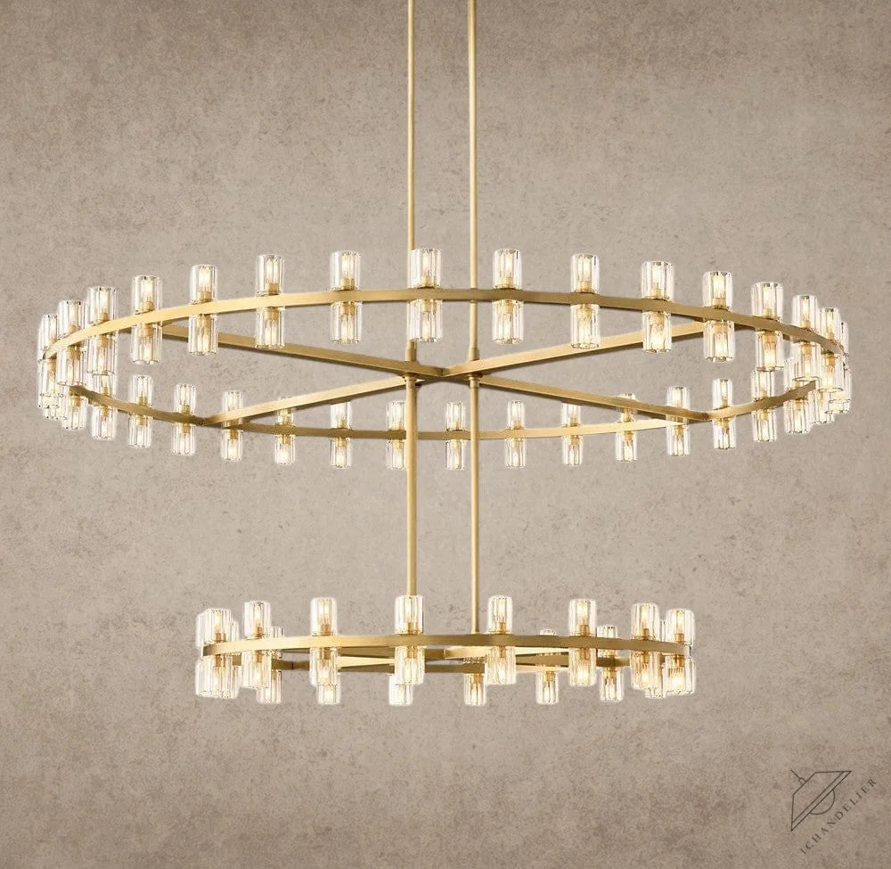 Brass Arcachon LED Round Two-Tier Chandelier 60"