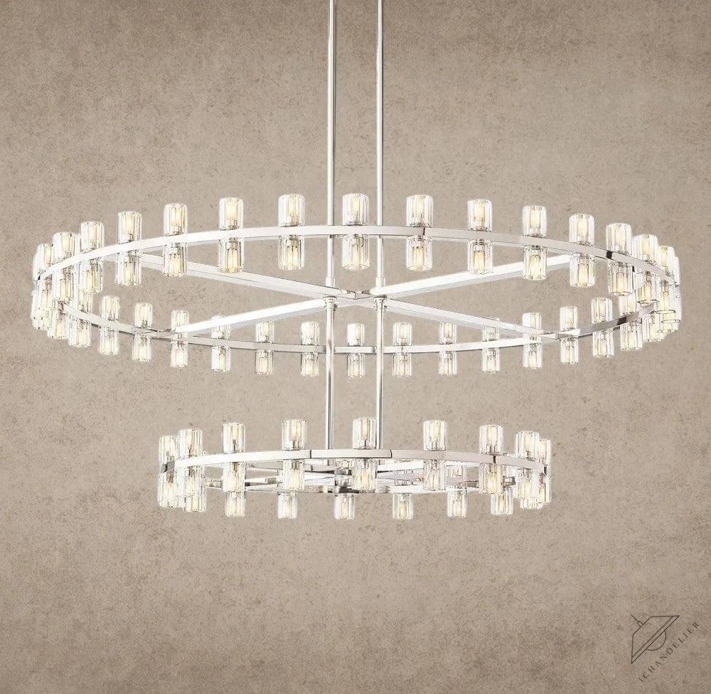 Nickel Arcachon LED Round Two-Tier Chandelier 60"