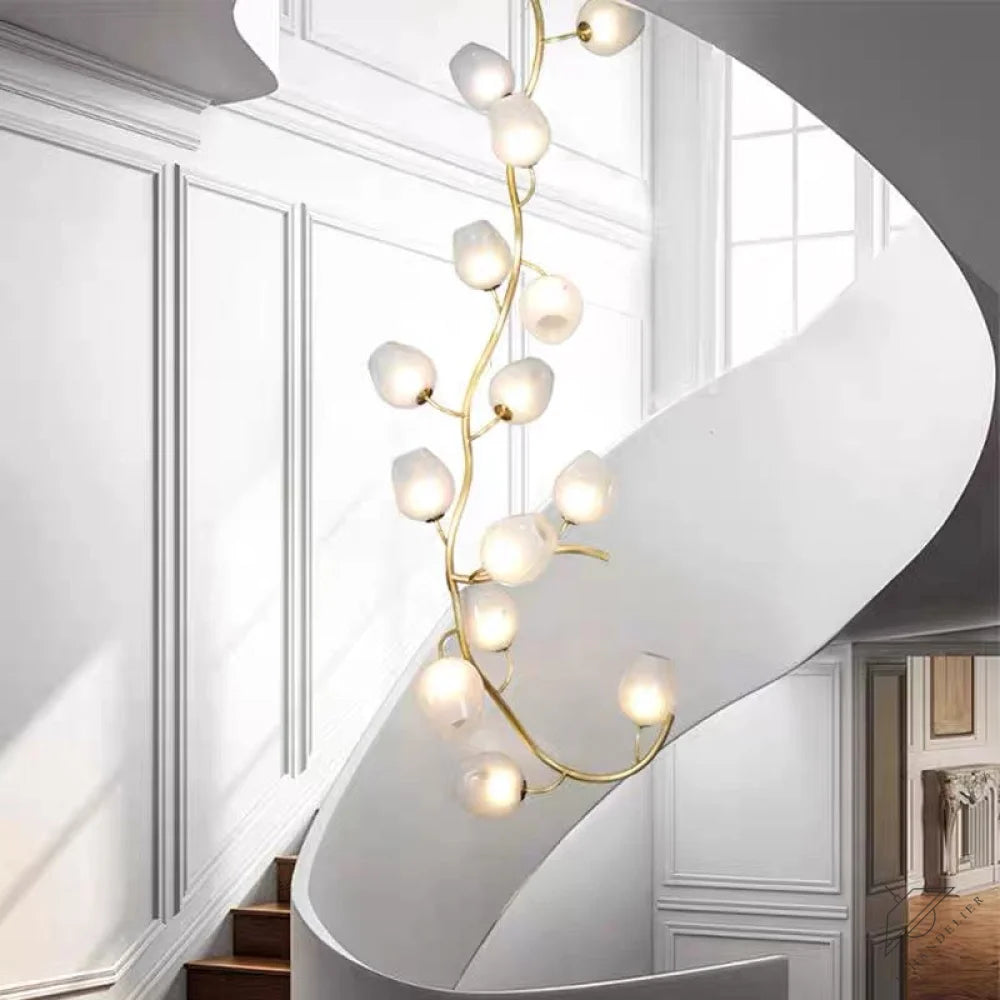 Artistic Glass Lampshade Chandelier with Branches Design for High Ceilings