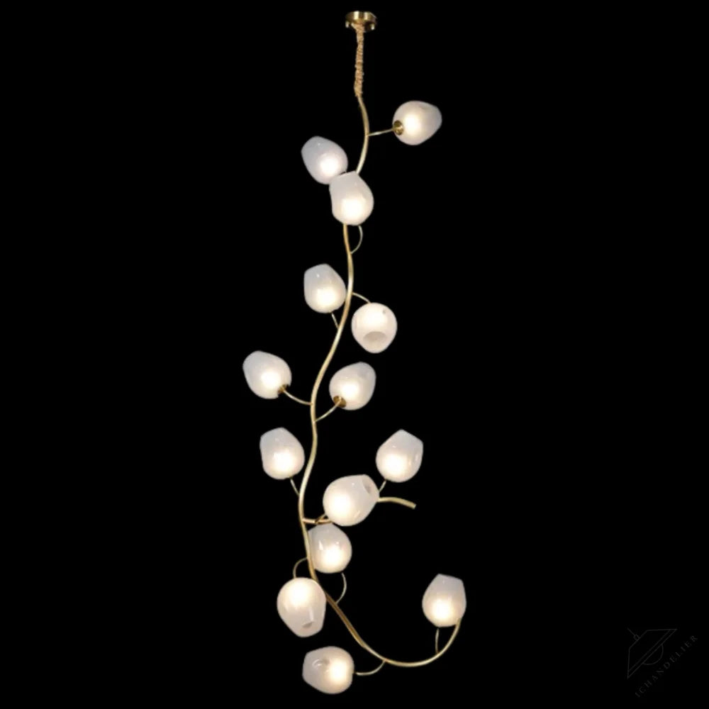Artistic Glass Lampshade Chandelier with Branches Design for High Ceilings