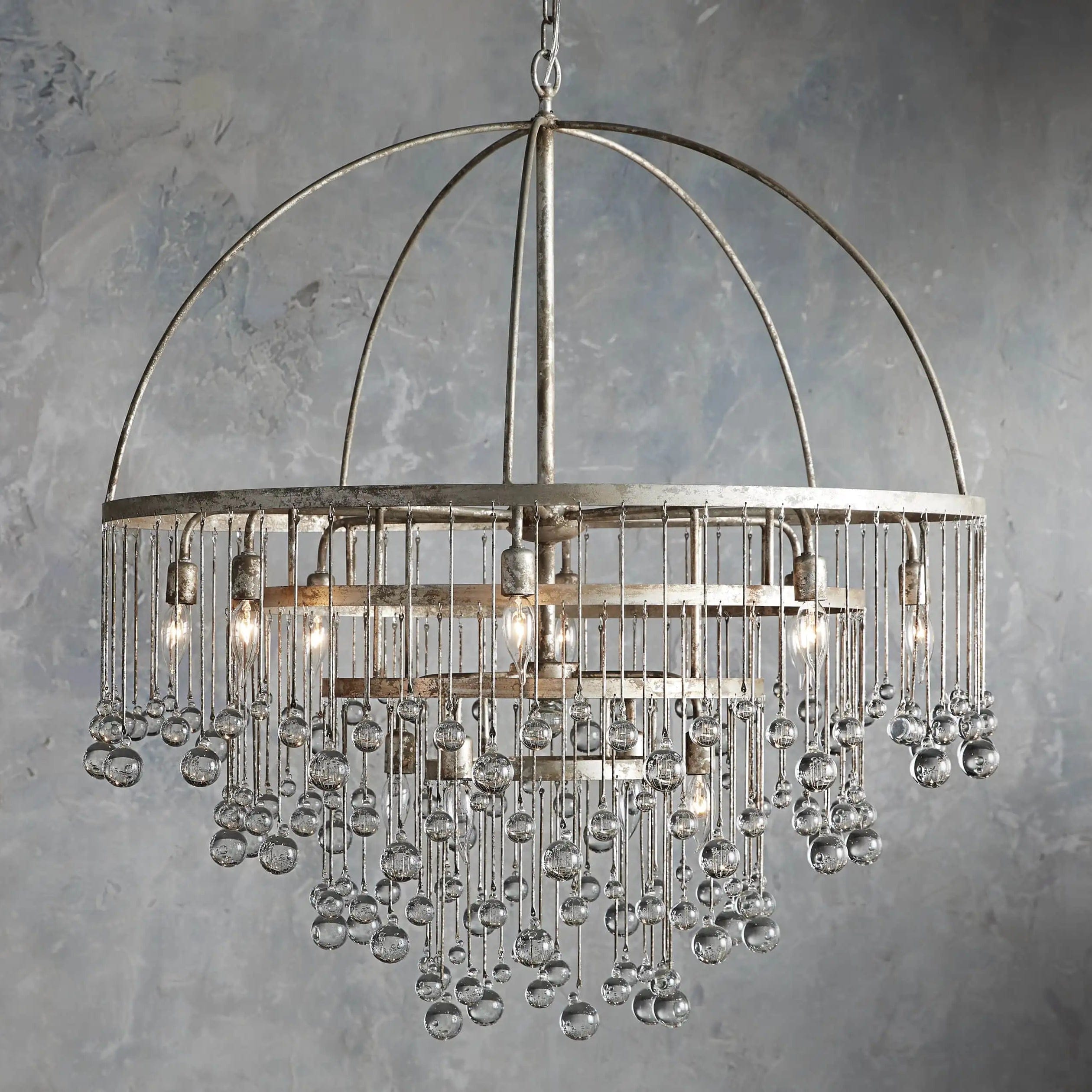 4-TIER / Silver Aubrey Round Chandelier 2-TIER, 4-TIER