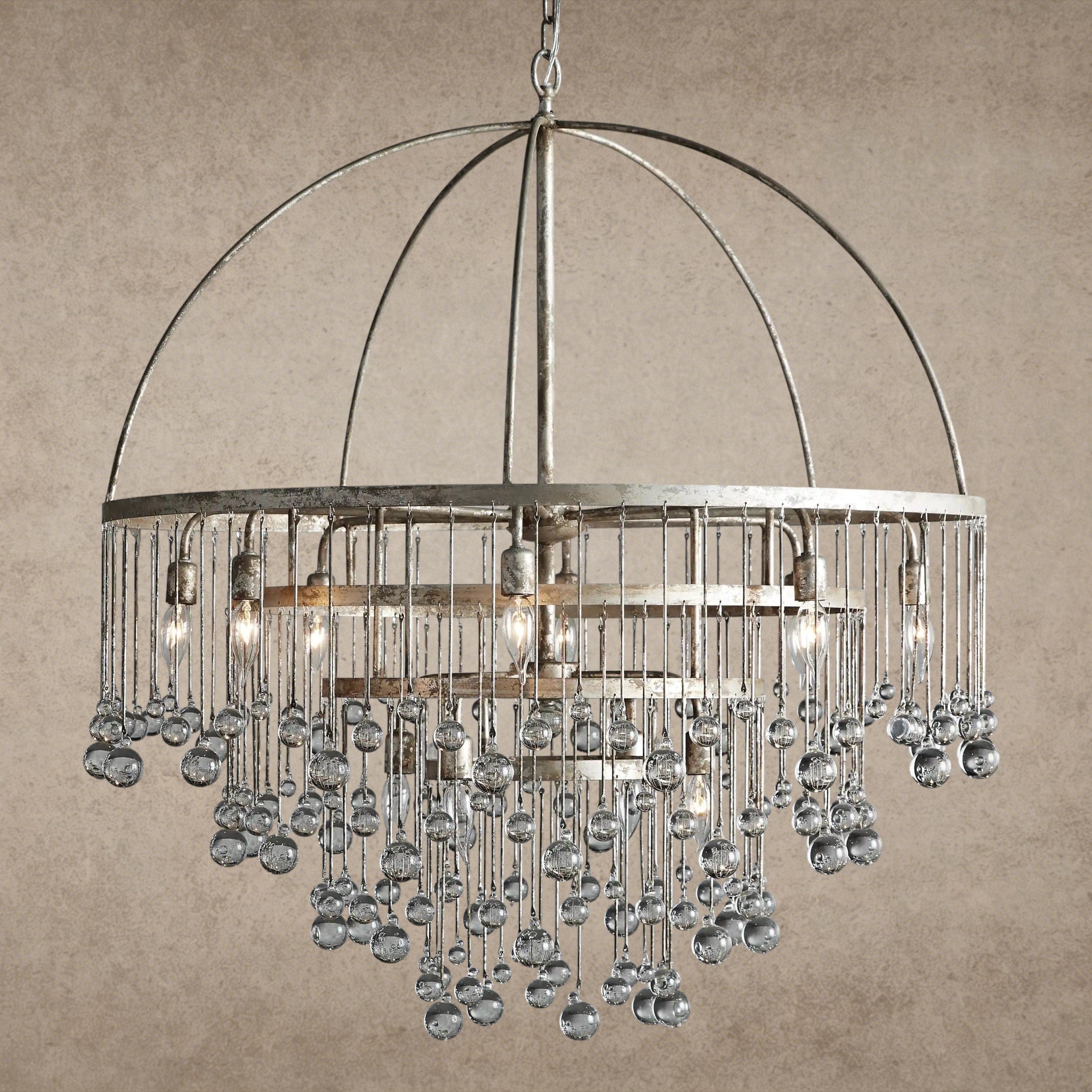 4-TIER / Silver Aubrey Round Chandelier 2-TIER, 4-TIER