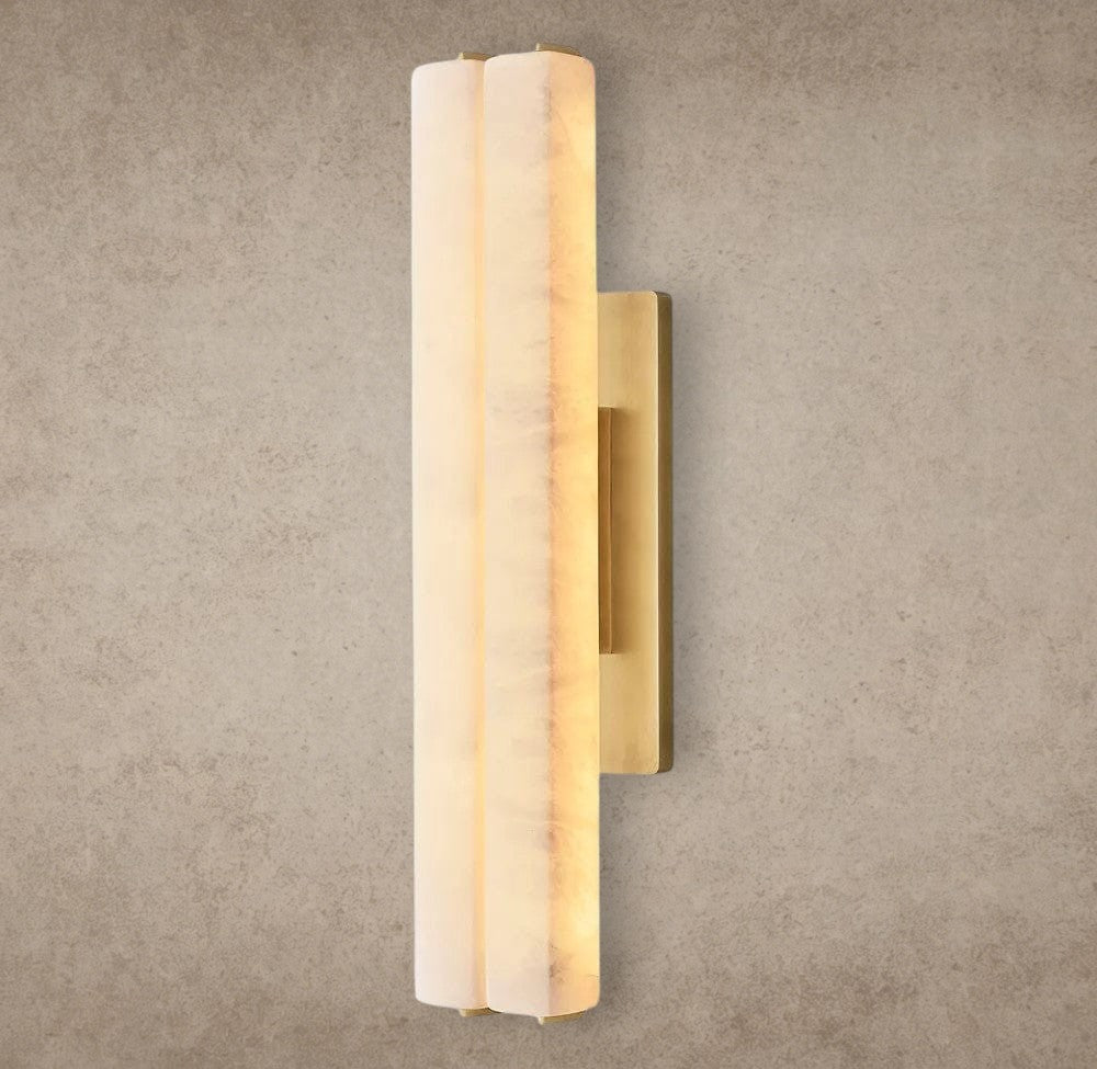 25" / Brass Audubon Alabaster Double Sconce