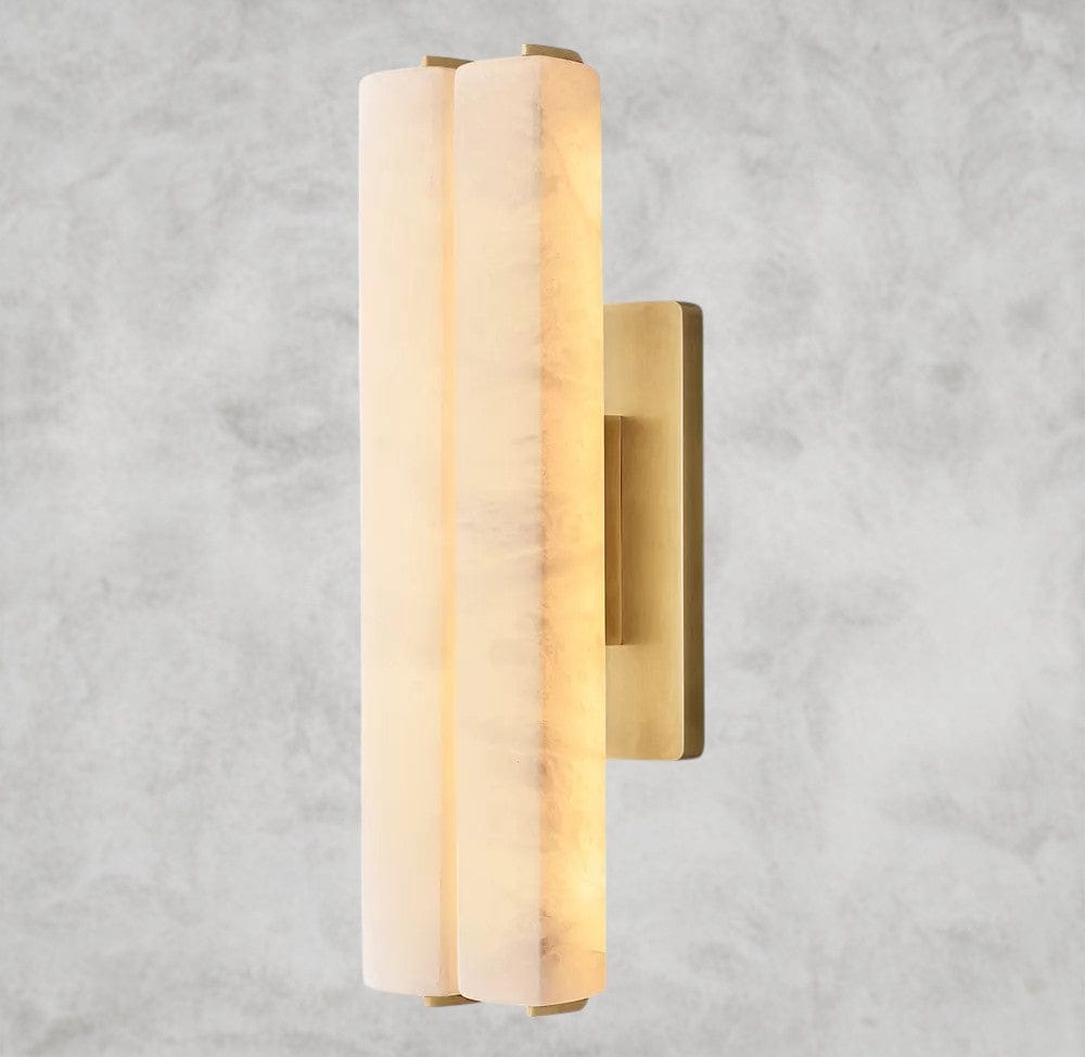 19" / Brass Audubon Alabaster Double Sconce