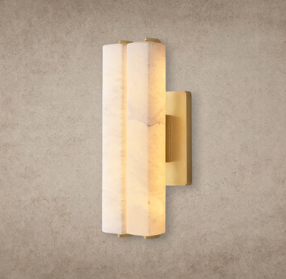 15" / Brass Audubon Alabaster Double Sconce