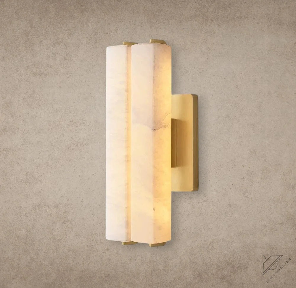 15" / Brass Audubon Alabaster Double Sconce