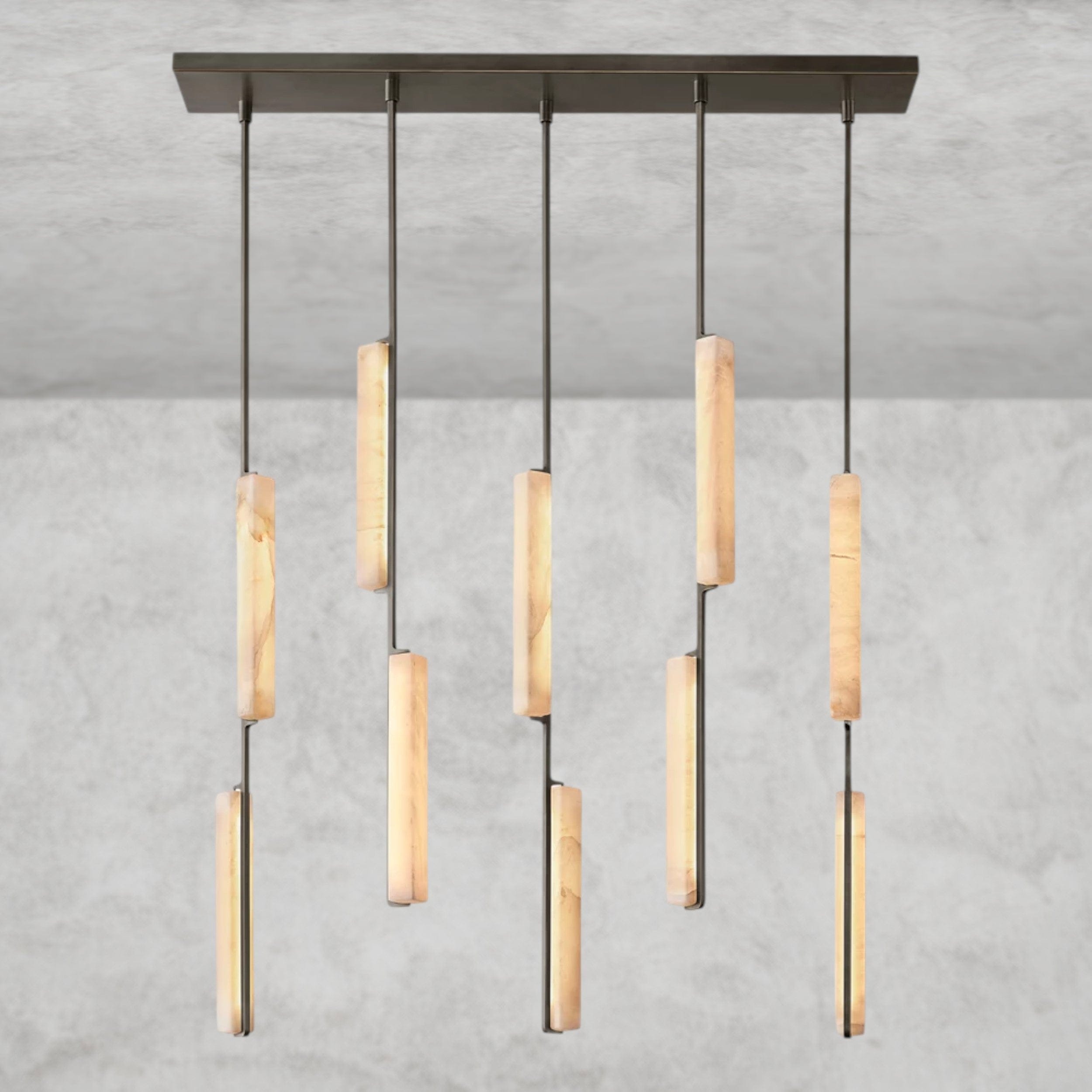 Bronze Audubon Alabaster Linear Chandelier 54