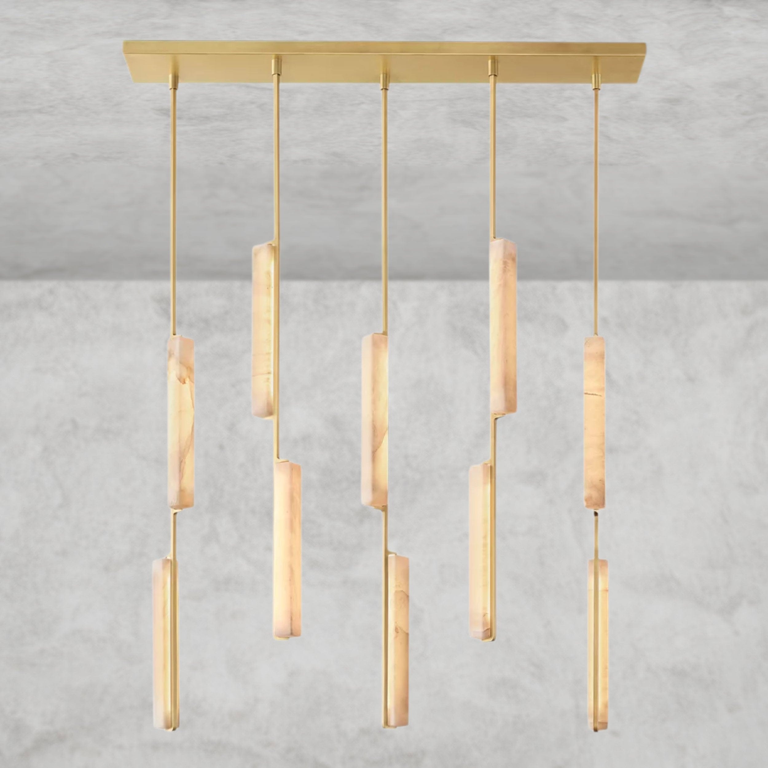Brass Audubon Alabaster Linear Chandelier 54