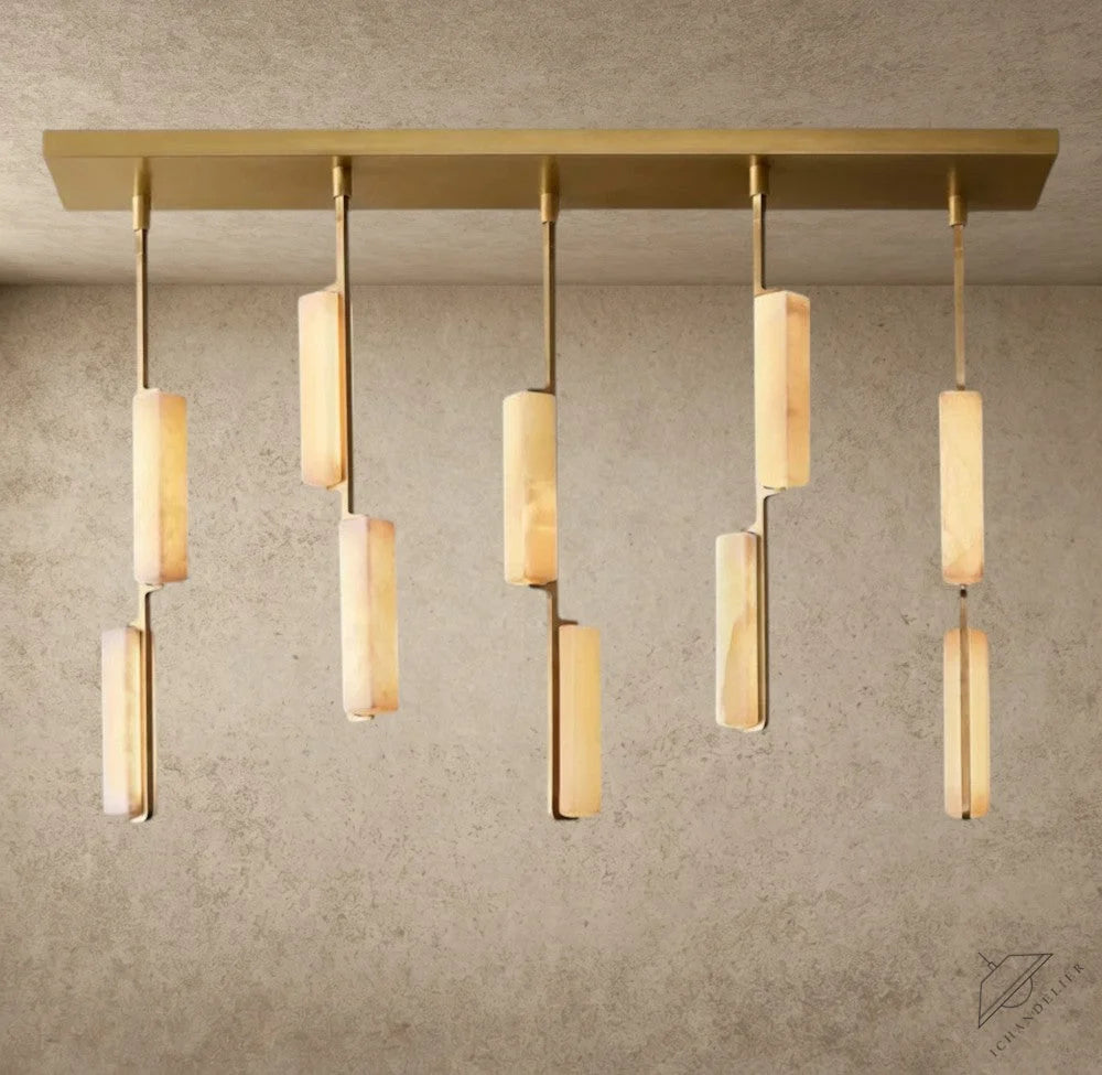 Audubon Alabaster Linear Chandelier 54 inch