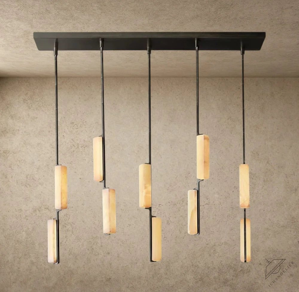 Audubon Alabaster Linear Chandelier 54 inch