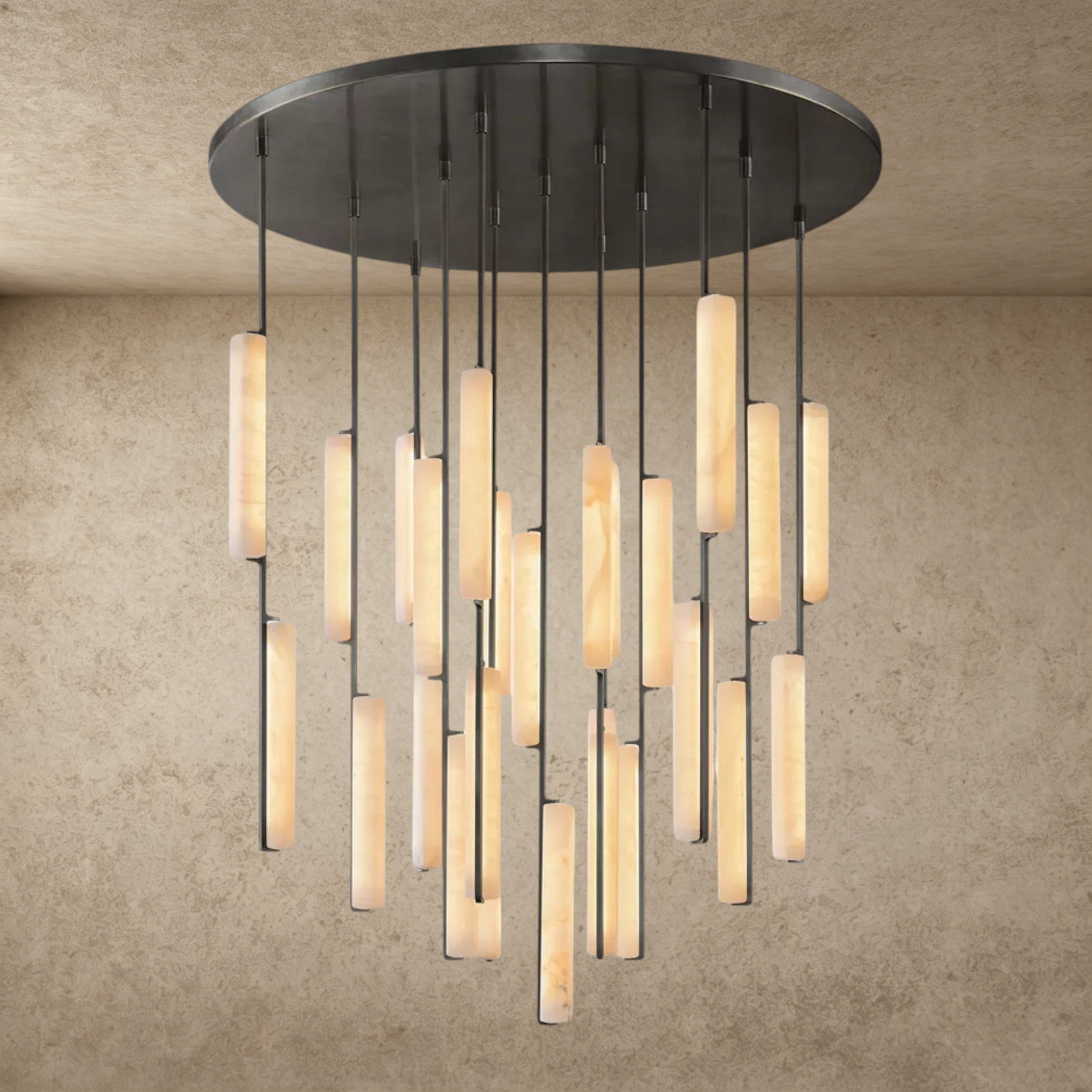 56" / Bronze Audubon Alabaster Round Chandelier 24", 40", 56"
