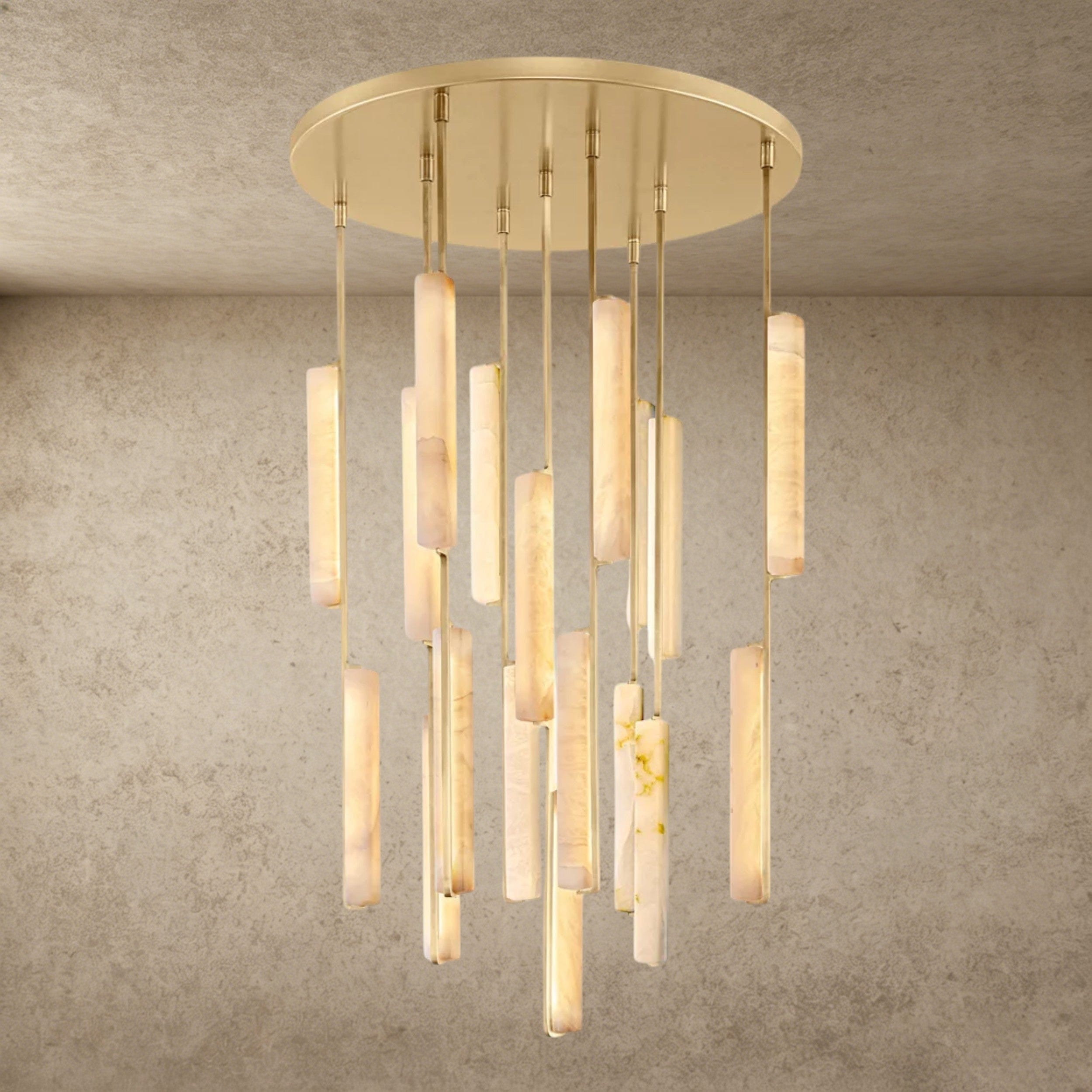 40" / Brass Audubon Alabaster Round Chandelier 24", 40", 56"