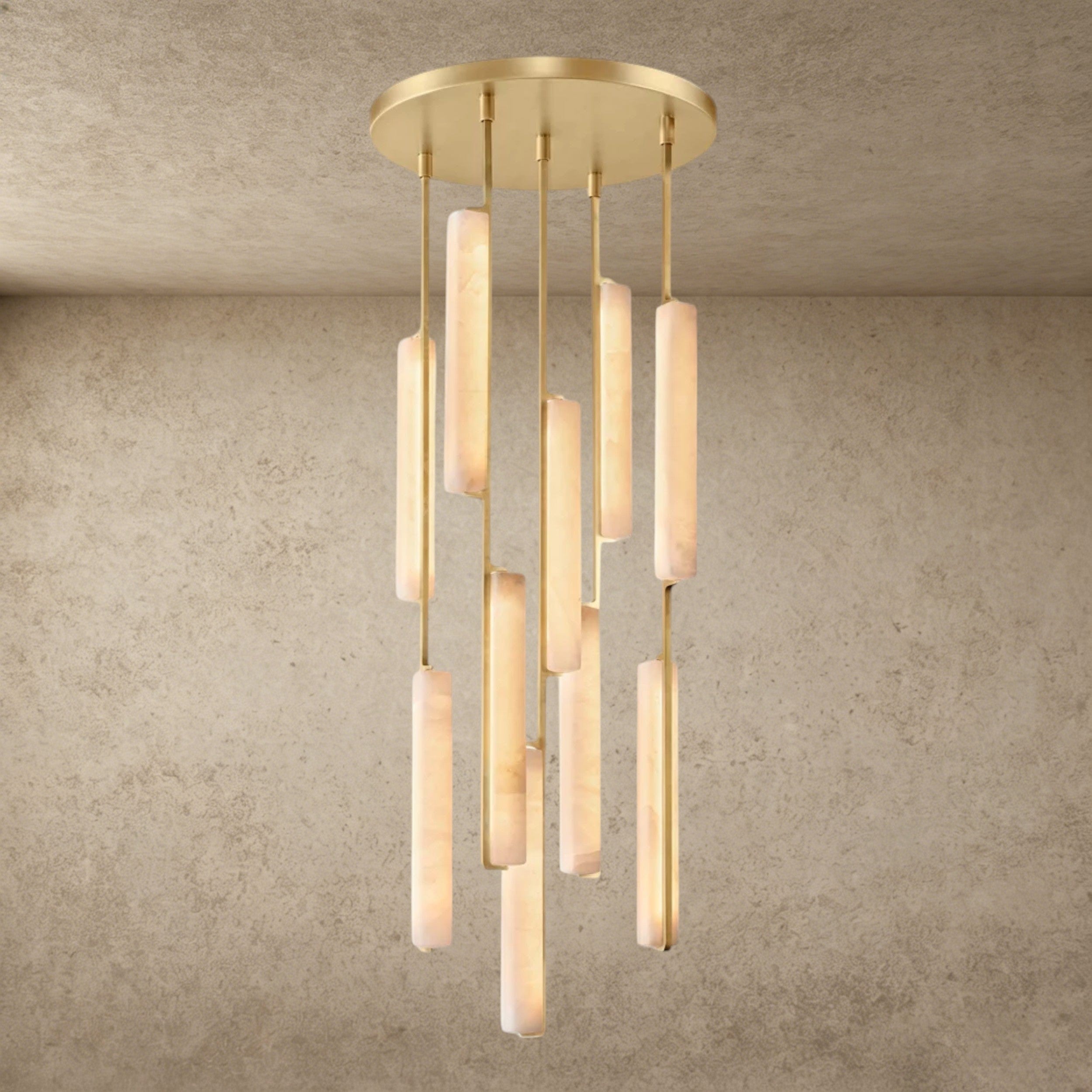 24" / Brass Audubon Alabaster Round Chandelier 24", 40", 56"