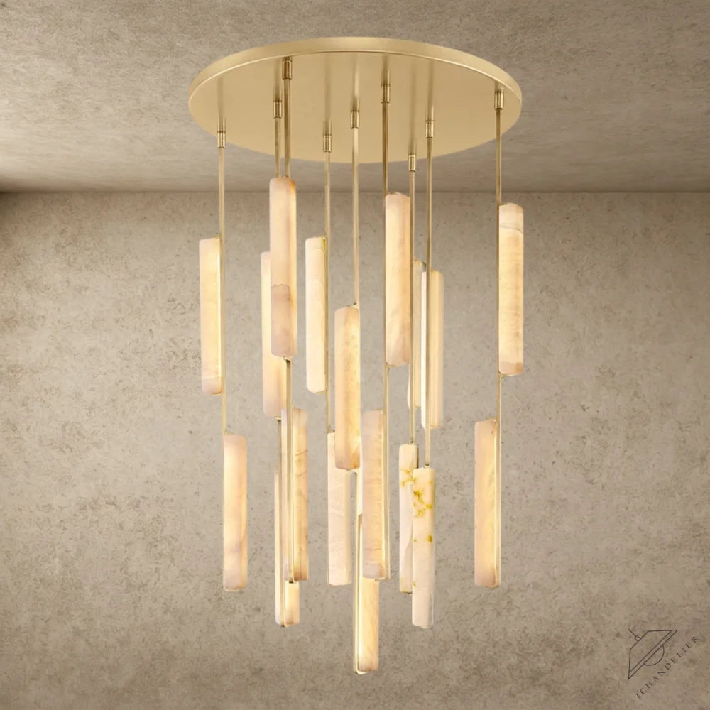40" / Brass Audubon Alabaster Round Chandelier 24", 40", 56"